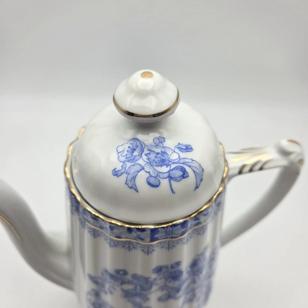 Vintage Tuppack China Blau Tiefenfurt Asian Pattern Blue & White Tea Pot Germany